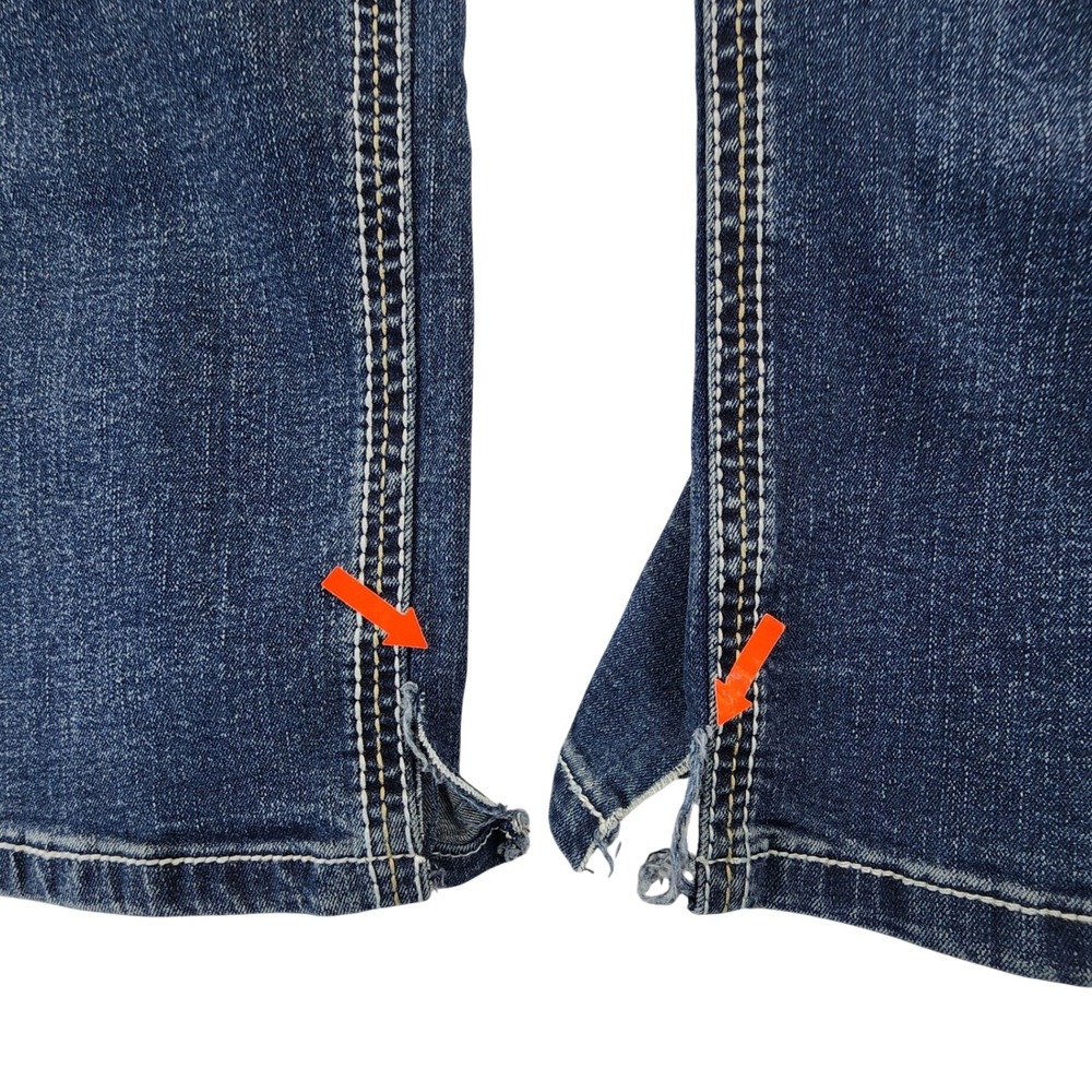 True Luck 36x30 Blue Jean Straight Leg Y2K Skater Streetwear Grunge Western Work - Picture 8 of 10